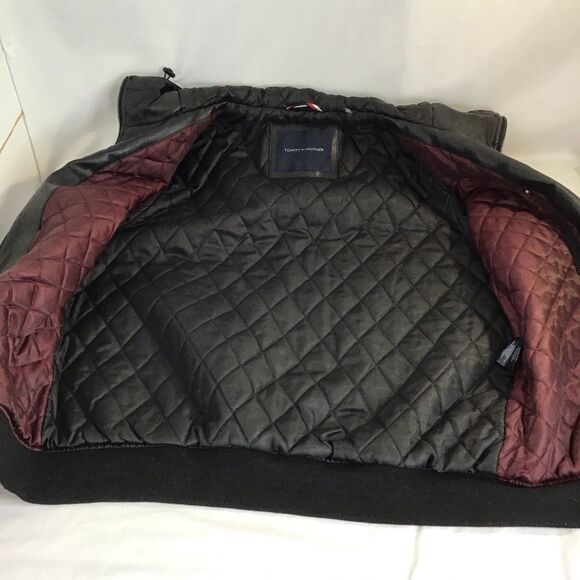 New Tommy Hilfiger Faux Leather Bomber Jacket - Picture 3 of 12